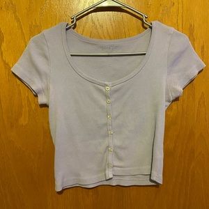 Brandy Melville Light purple button up crop top short sleeve from pacsun
